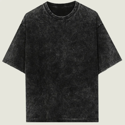 Oversized Acid Wash Black Cotton T-Shirt 🖤✨
