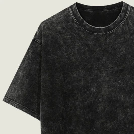 Oversized Acid Wash Black Cotton T-Shirt 🖤✨