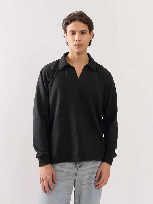 Melange Grey Terry Polo T-shirt
