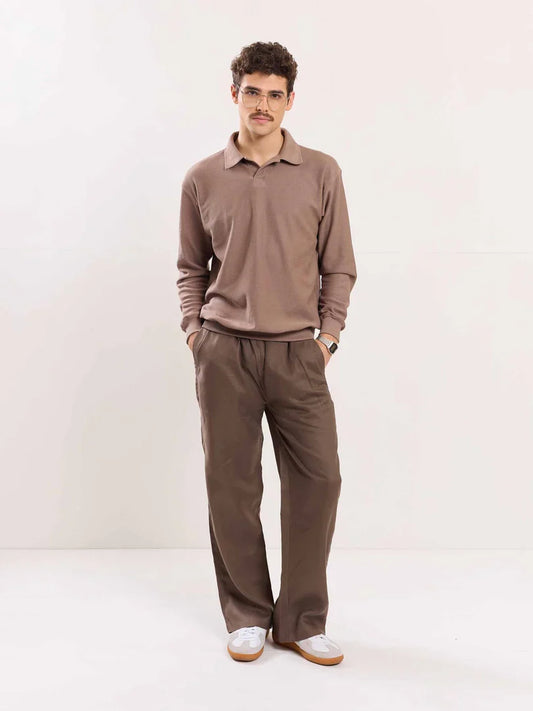Taupe Linen Pull-on Pants